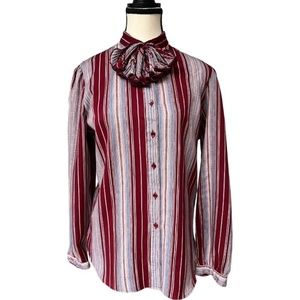 Vintage Levi’s Pinstripe Bow Collar Western Button Down Blouse